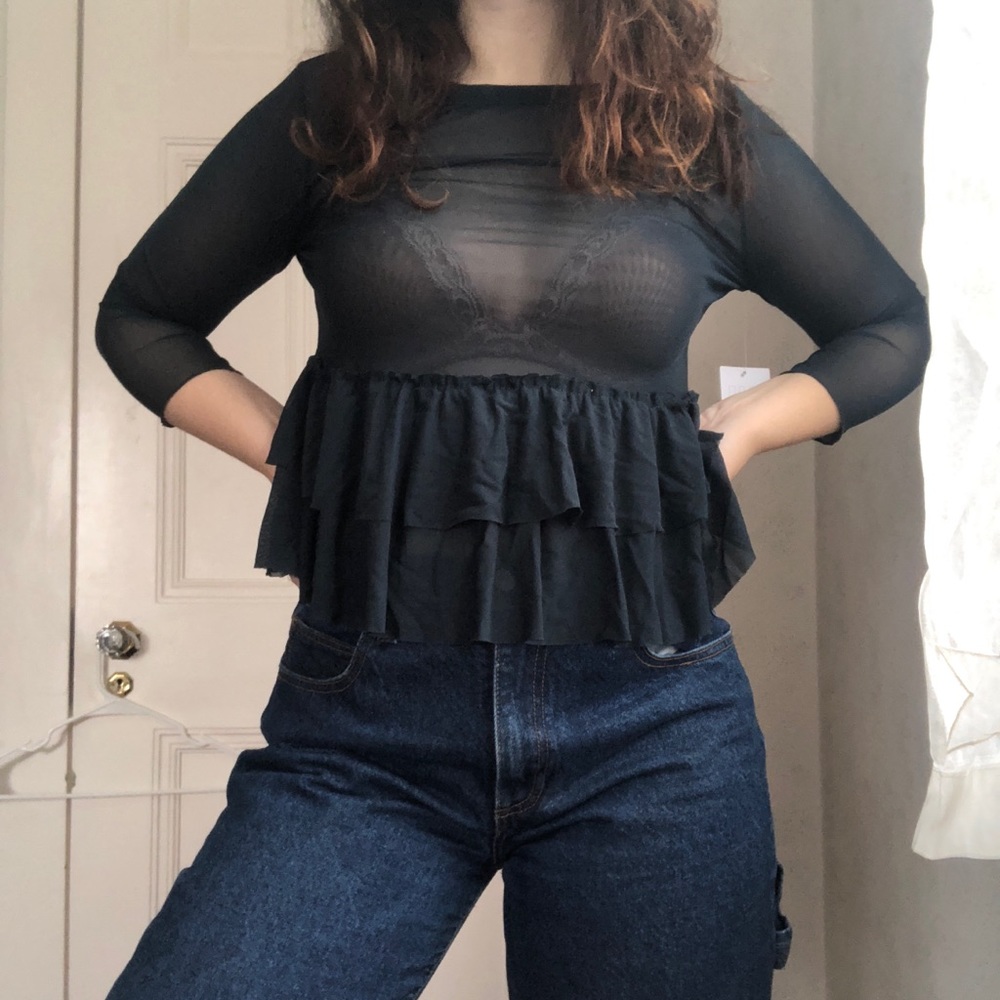 Teal mesh shirt
